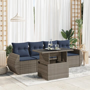 Set Divano Giardino 5 pz con Cuscini Grigio Polyrattan Acacia 3326562