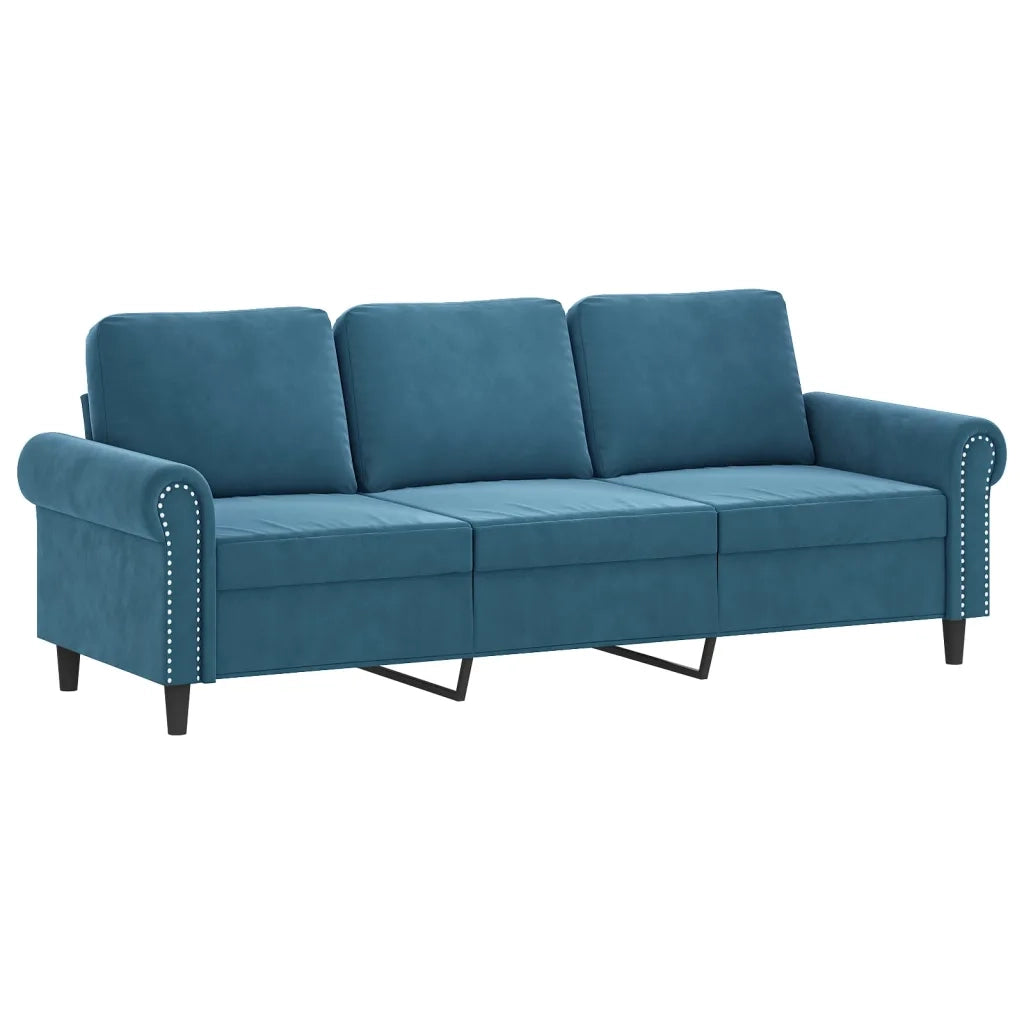 Set di Divani 3 pz con Cuscini Blu in Velluto 3202179