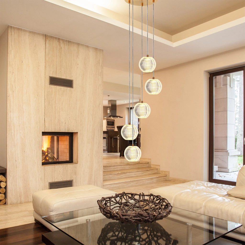 Lampada sospensione glamour oro LED CCT 28W Brillant