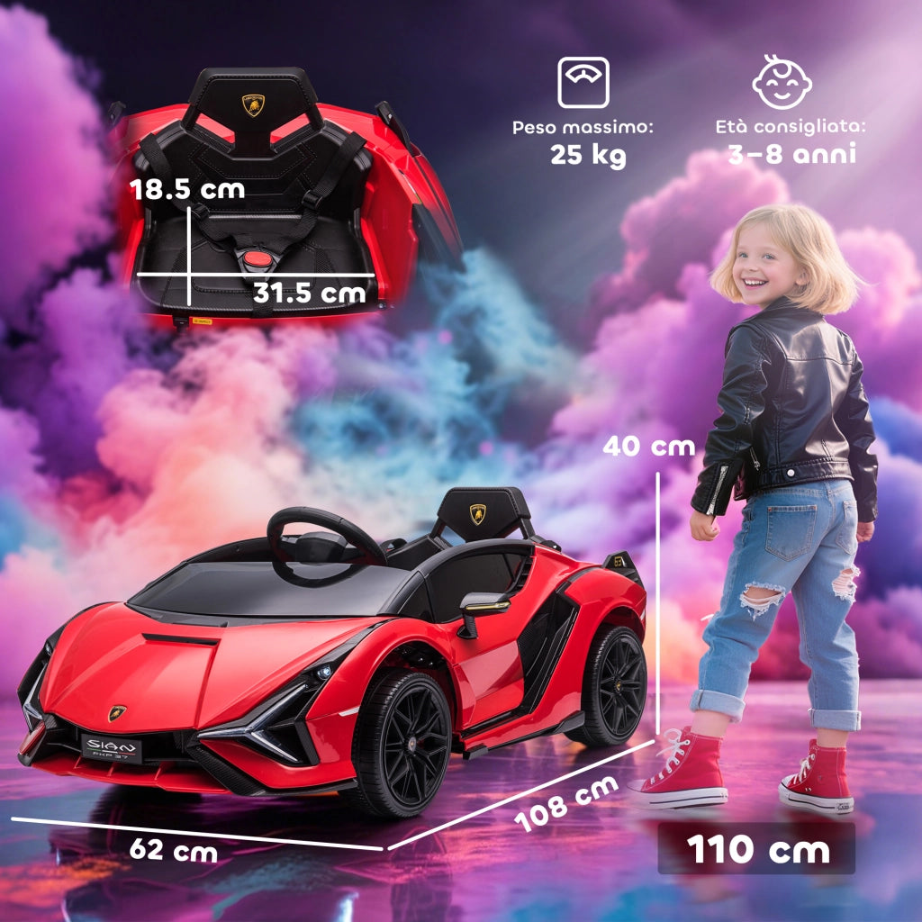 Auto Elettrica Bambini 12V ¨C Minimal ¨C Rosso, Telecomando