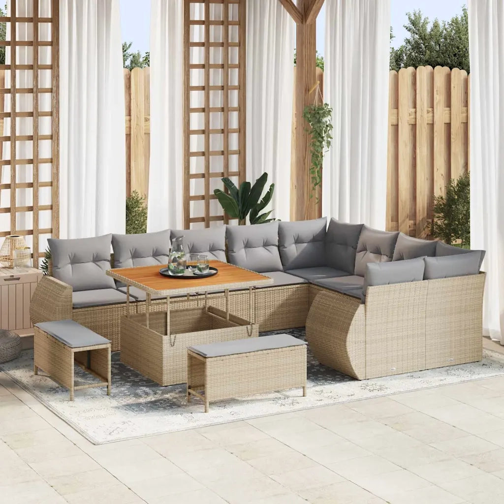 Set Divano da Giardino 12 pcs Beige polyrattan 3361907