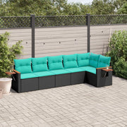 Set Divani da Giardino 6 pz con Cuscini Nero in Polyrattan 3226827