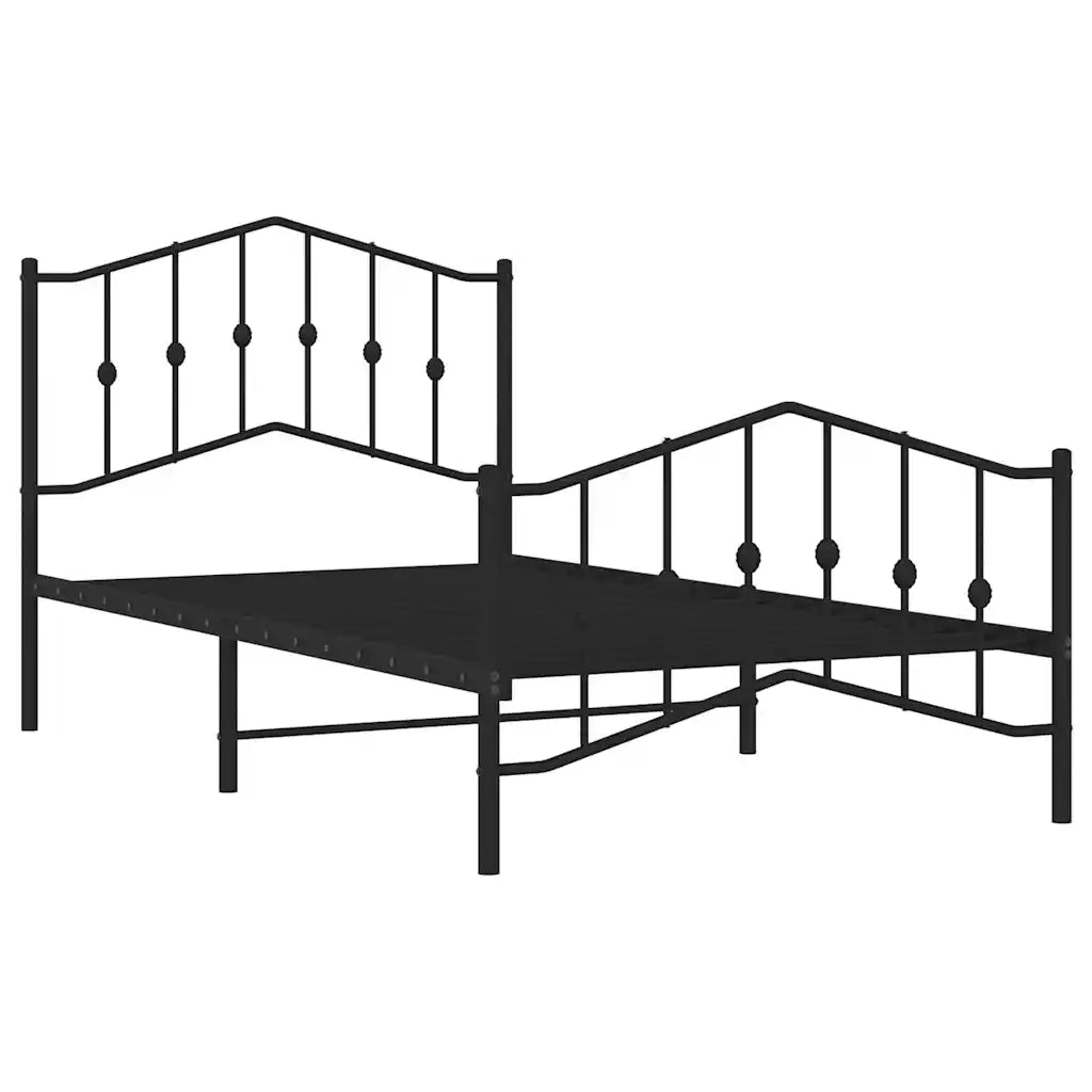 Giroletto con Testiera e Pediera Metallo Nero 100x190 cm 373801