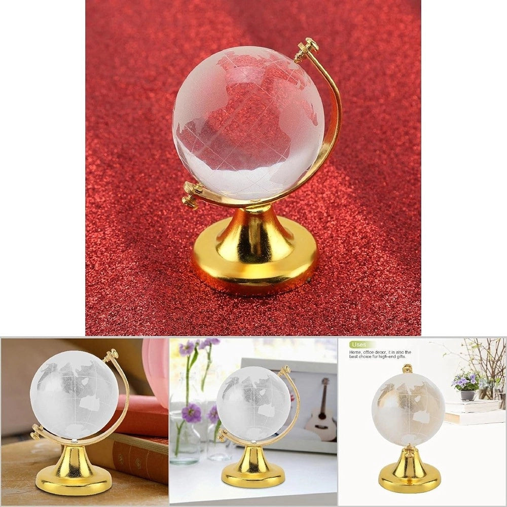 Trade Shop - Mappamondo Sfera Di Cristallo Terra Rotonda Globo Decorativa Ornamenti Vetro 5cm -