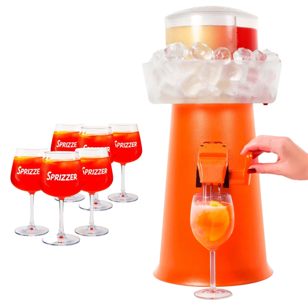 SPRIZZER Kit Completo Arancio in Plastica con 6 Bicchieri per Aperitivi Design Italiano Funzionale e Colore Vivace – SPRIZZER-ARANCIO-6-BICCHIERI
