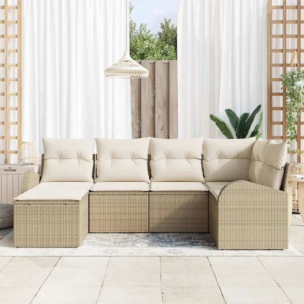 Set Divano da Giardino 6 pcs Beige polyrattan