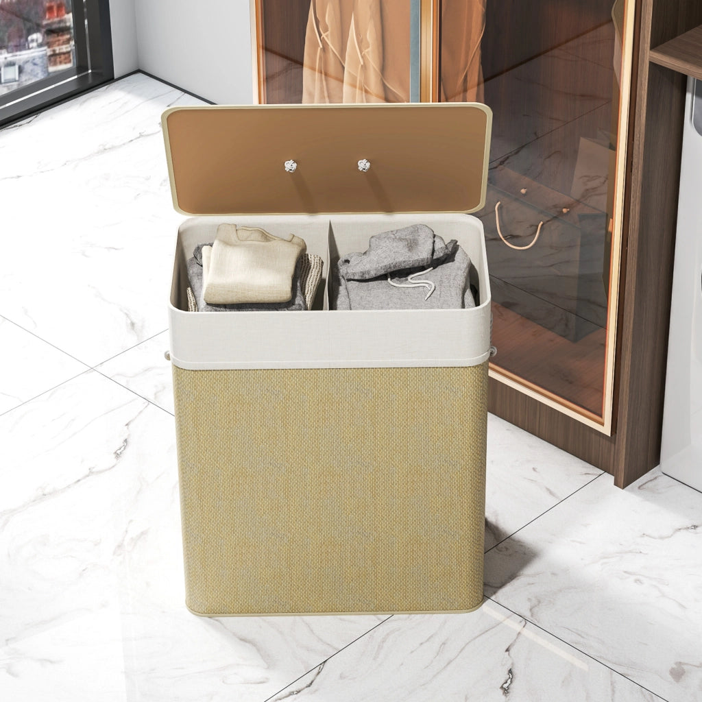 Cestino per il bucato in bamb¨´ con coperchio ¨C Minimal ¨C 100 L