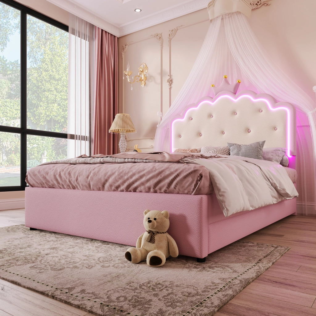 letto imbottito pu rosa 140 x 200 cm