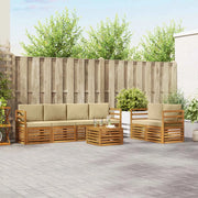 Set di divani da esterno 7 pz Naturale e Beige 3374393