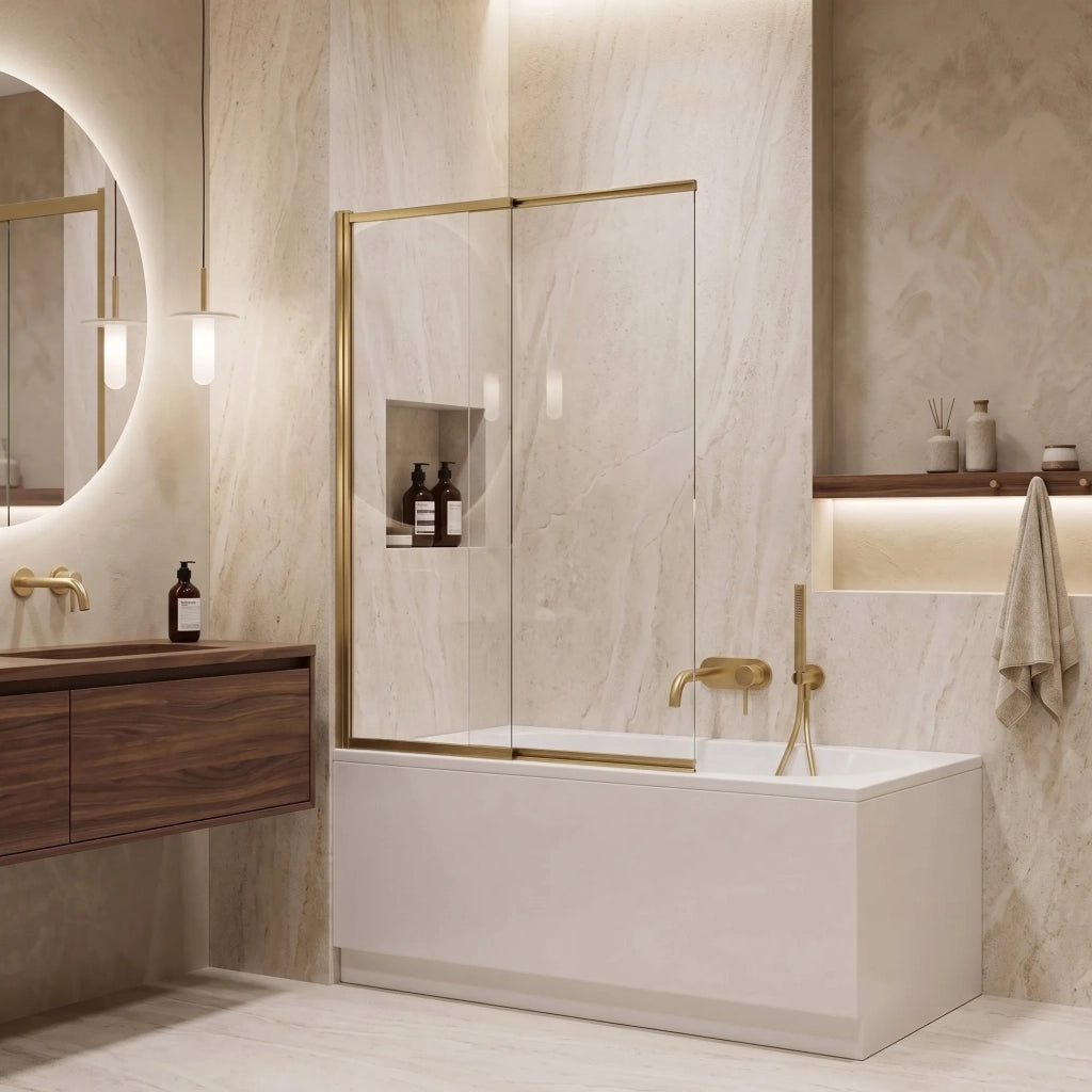 Paravento Vasca Scorrevole Rea Dario Brush Gold 120