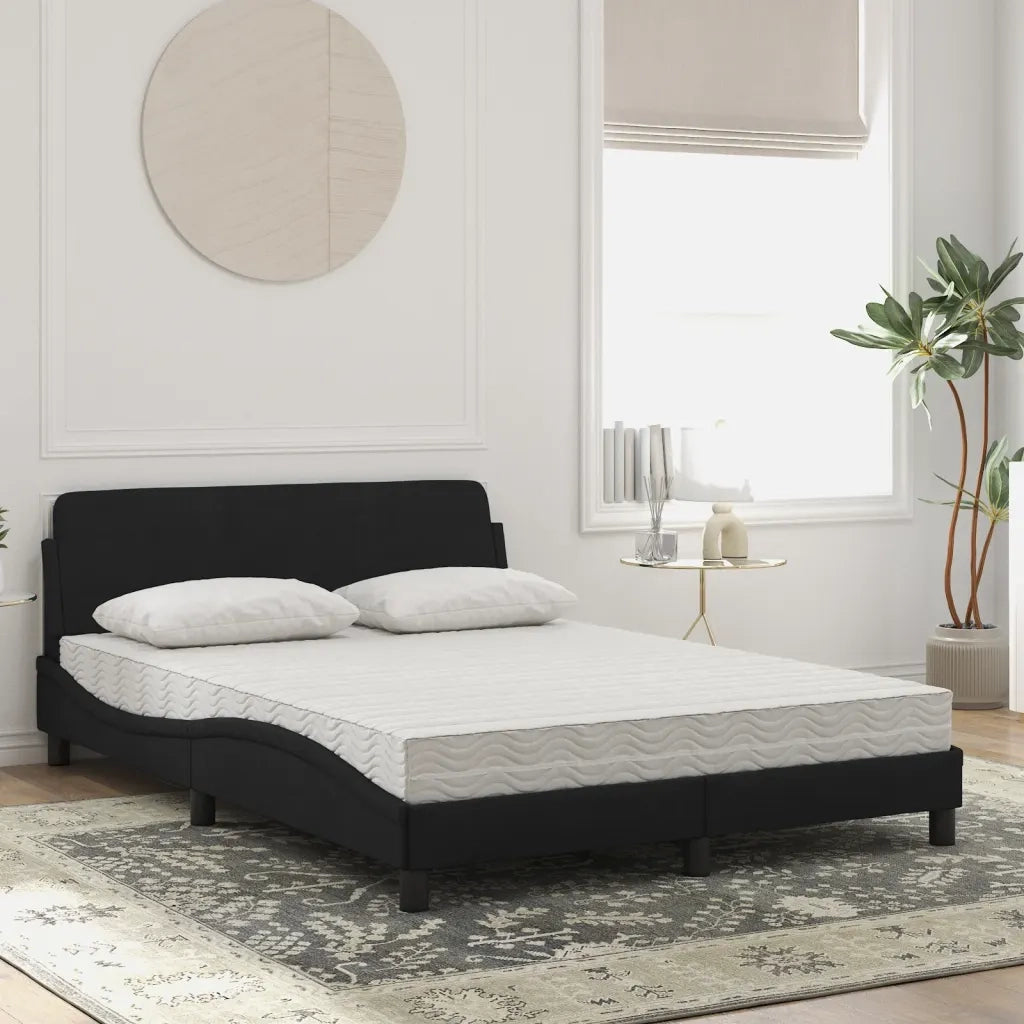 Letto con Materasso Dover Nero 140x200 cm in Velluto