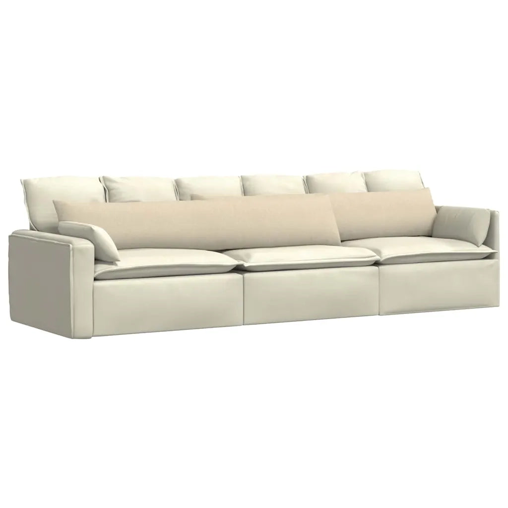 Cuscini da Divano 2 pz-Set di 2 Cuscini per Sofa Crema 200 x 40 cm Tessuto 629522
