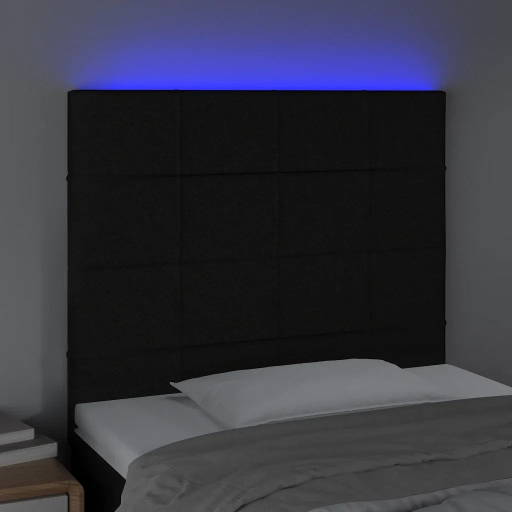 Testiera a LED-Testata con LED Nera 80x5x118/128 cm in Tessuto 971407