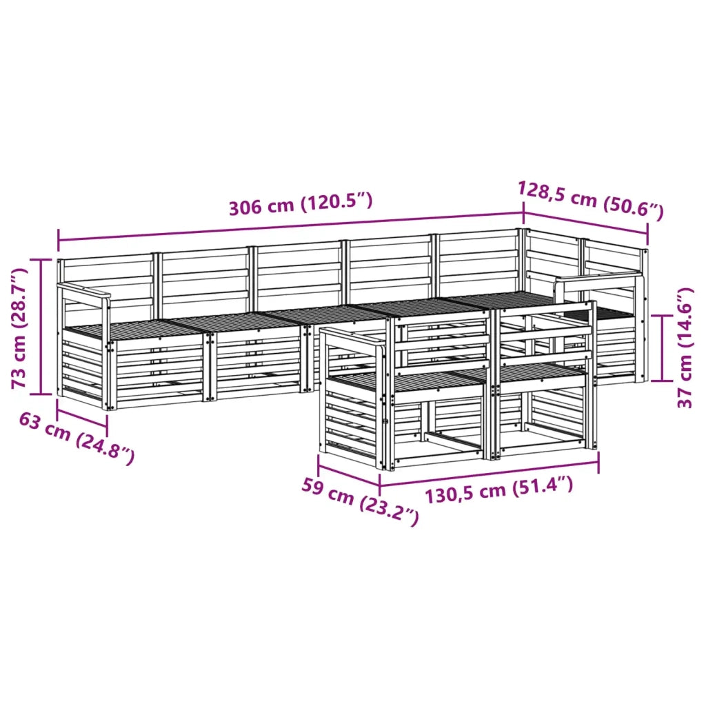 Set di divani da esterno 8 pcs Bianco 306 x 128,5 x 73 cm 3392019