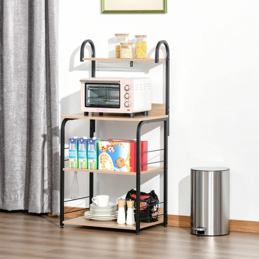 Mobile Cucina Eta'g¨¨re Microonde ¨C Zephmum ¨C Effetto Legno Naturale Struttura Acciaio Nero