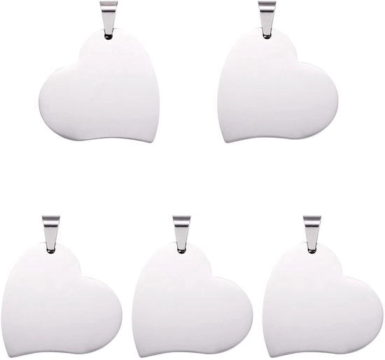Etichette in RVS per Sieraden - 5 Stuks - Hanger con Pinch Bail - 32x33x1,8mm - per Gravatura e Sieradistica