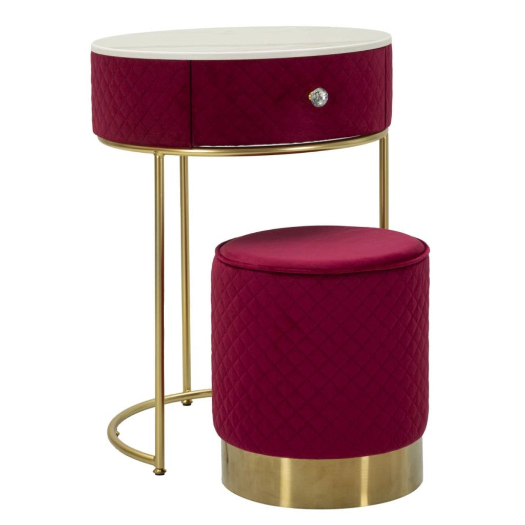 Comodino VKH756, Rosso, Legno, 52x52x70 cm