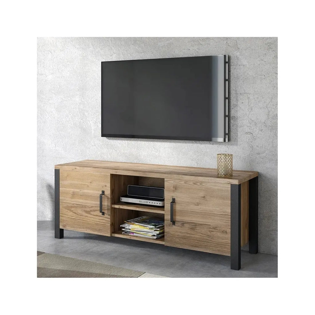 Mobile TV DARWIN - 150 cm in abete e nero opaco