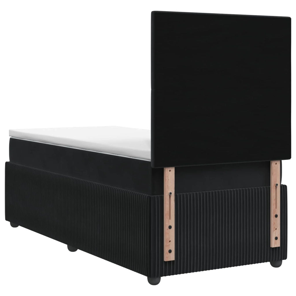 Letto Box Spring LED con Materasso Nero 80 x 200 cm Velluto 3455965