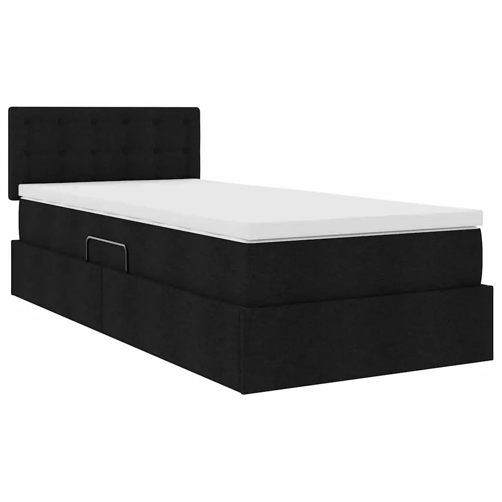 Letto con contenitore e LED con led Nero 100 x 200 cm Tessuto 3371252