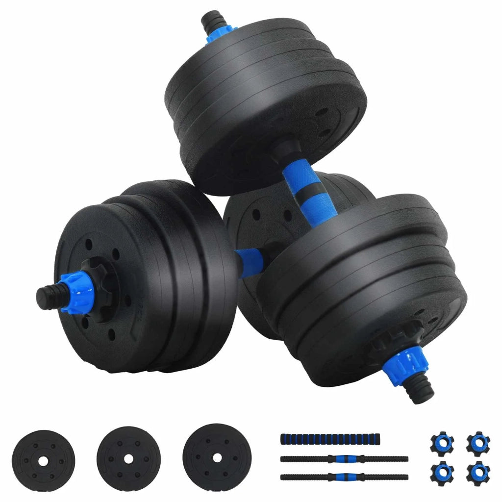 Set Manubri e Bilanciere 2-in-1 20 kg Nero e Blu 42023464