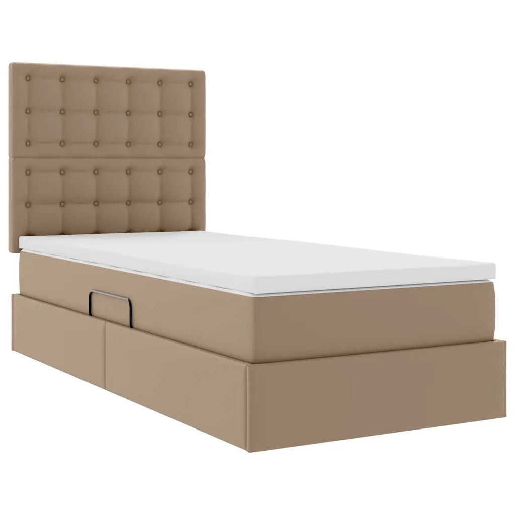 Letto con contenitore e LED con led Cappuccino 90 x 190 cm