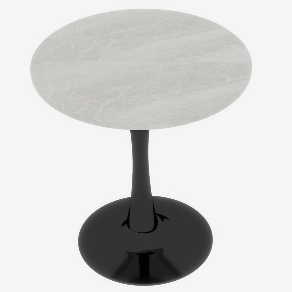 Tavolino rotondo moderno in marmo artificiale nero e bianco