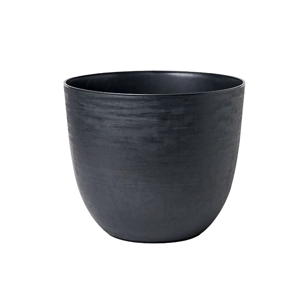 Vaso Rotondo Indoor e Outdoor Tera con Riserva D'acqua Over Black Ø28 cm in Plastica Nero