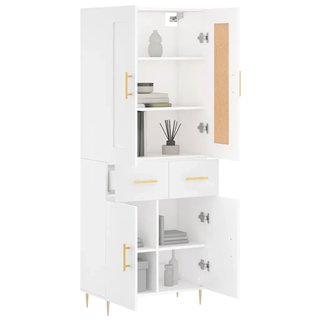 Credenza-Buffet-Armadio da cucina Bianca 69,5x34x180 cm in Legno Multistrato 437729