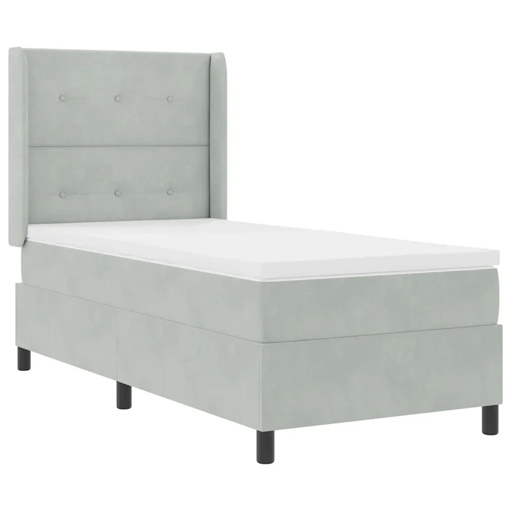 Letto a molle con materasso Grigio chiaro 90 x 200 cm Velluto
