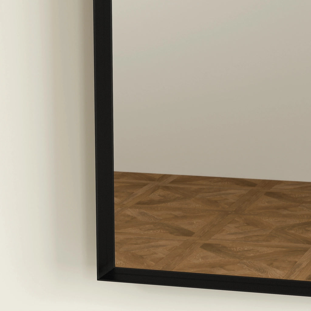 Specchio da Bagno Curvo ¨C Zephmum ¨C Nero, Cornice Alluminio, 50x70 cm