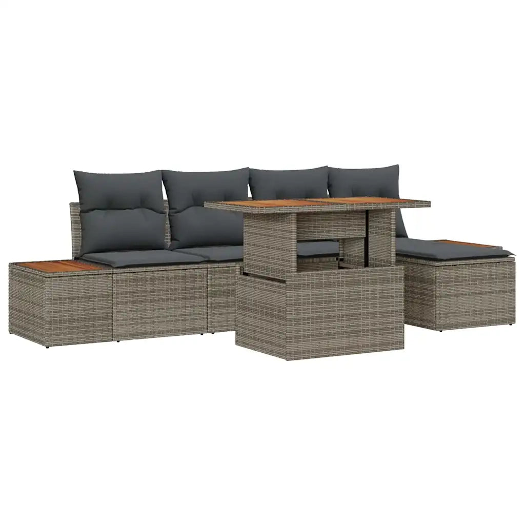 Set da Pranzo per Giardino con cuscino 6 pcs Grigio e Marrone 3350061