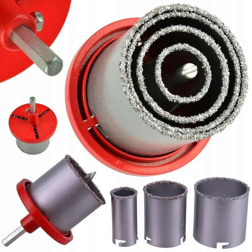 Trade Shop - Set 4 Frese Fresa A Tazza Carotatrice Diamantata Muro Marmo Da 33 A 73 Mm 02126 -