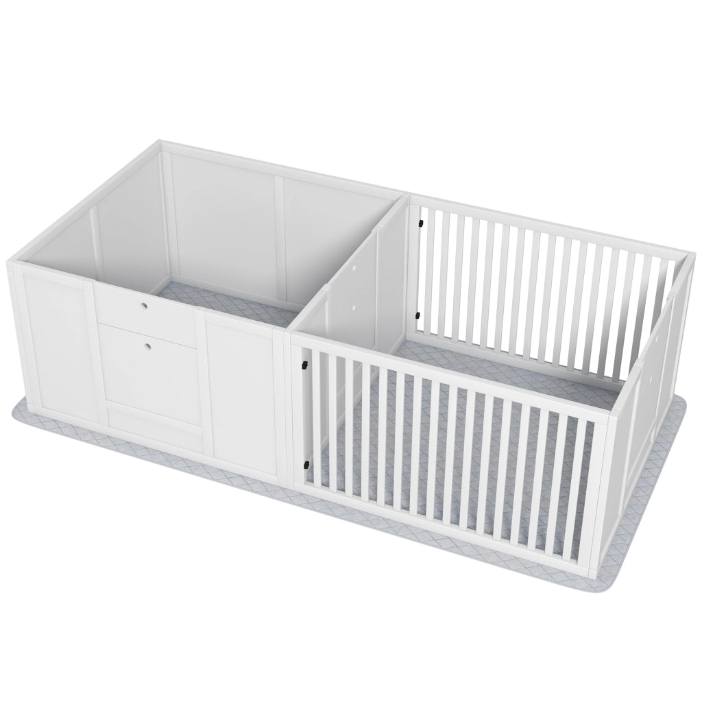 Box parto per cani e cuccioli ¨C zephmum ¨C bianco 166x80x50 cm