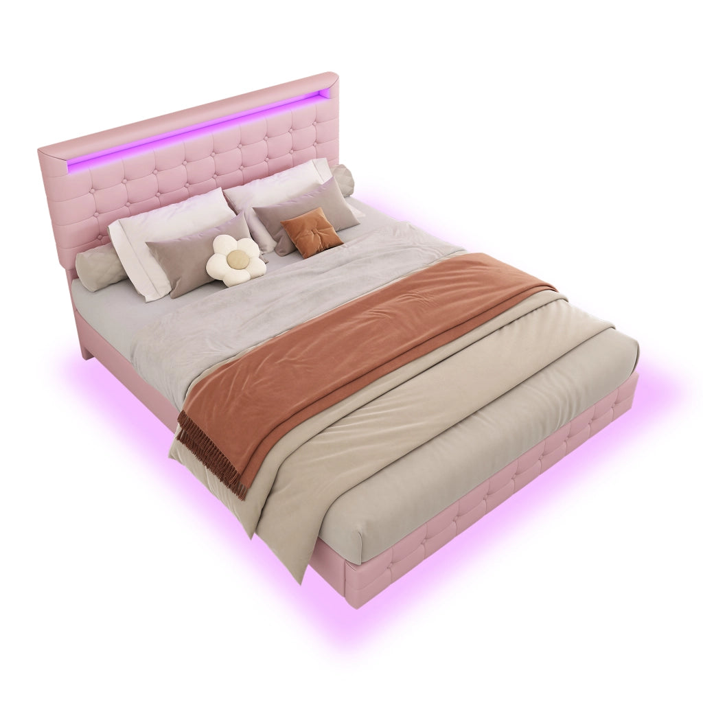 letto basso pu rosa 140 x 200 cm