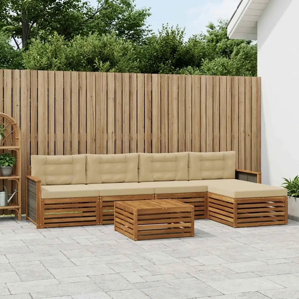 Set di divani da esterno con cuscino 6 pcs Naturale e Beige 3383261