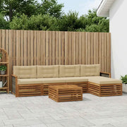 Set di divani da esterno con cuscino 6 pcs Naturale e Beige 3383261