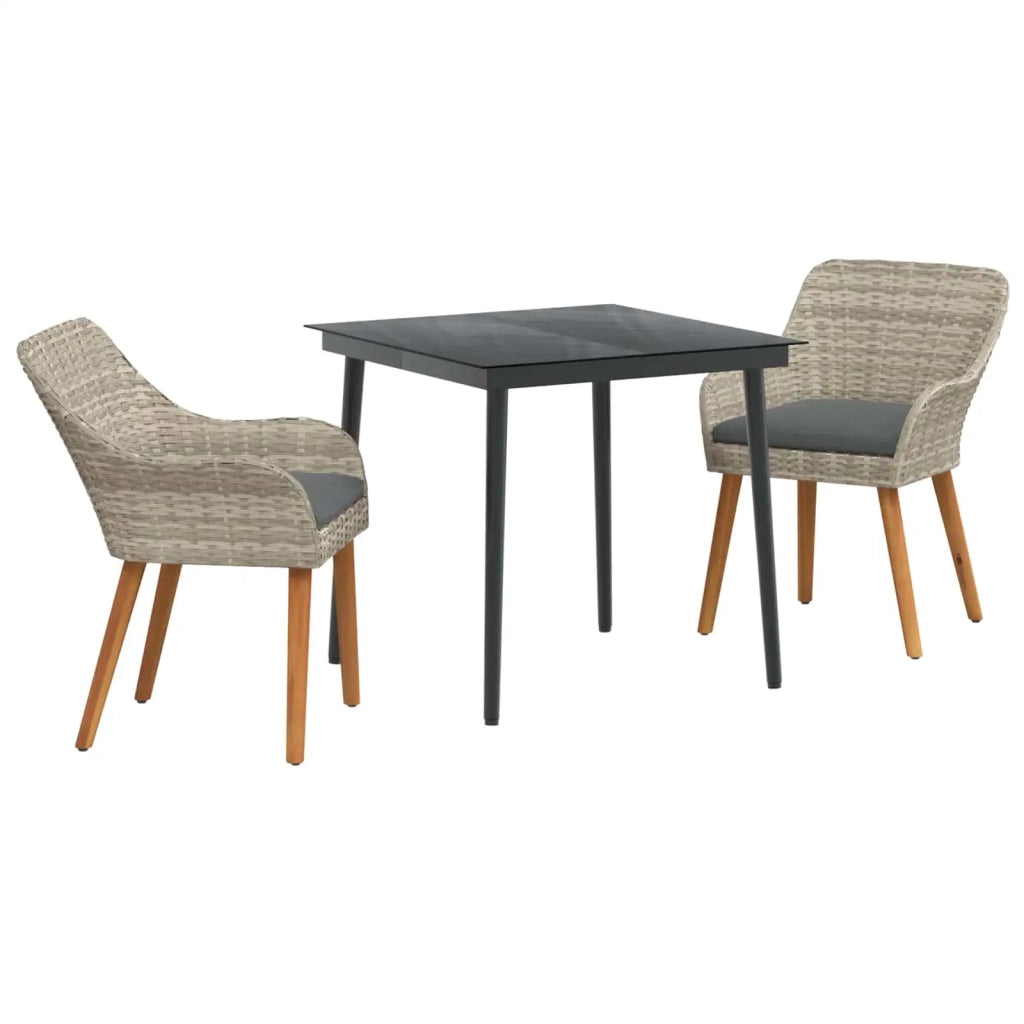 Set da Pranzo per Giardino 3 pcs Grigio chiaro polyrattan 3261705