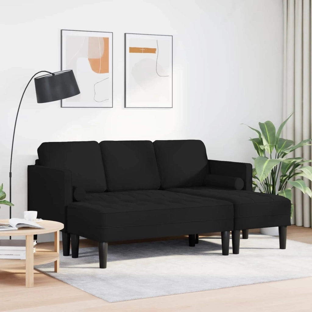 Set di divani con cuscino 2 pcs Nero Poliestere 3329254