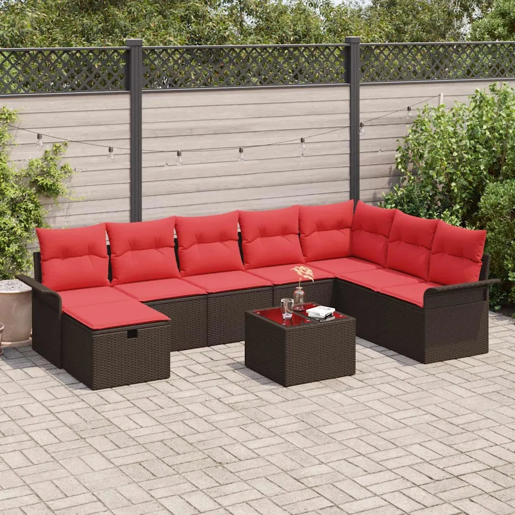 Set Divano da Giardino con cuscino 9 pcs Poly Rattan 3360275