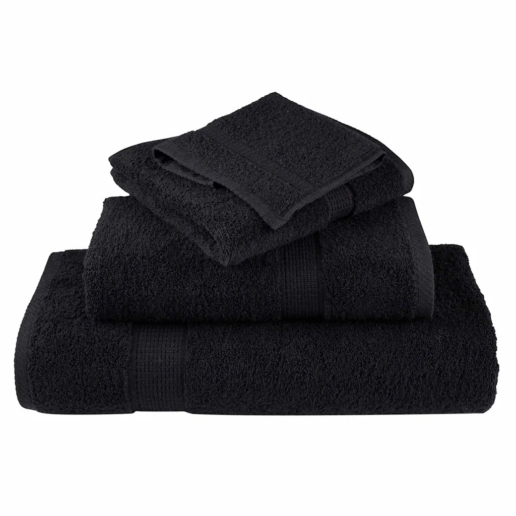 Asciugamano per Ospiti SOLUND 25 pz | Teli per bagno Nero 100 x 150 cm 550 gsm