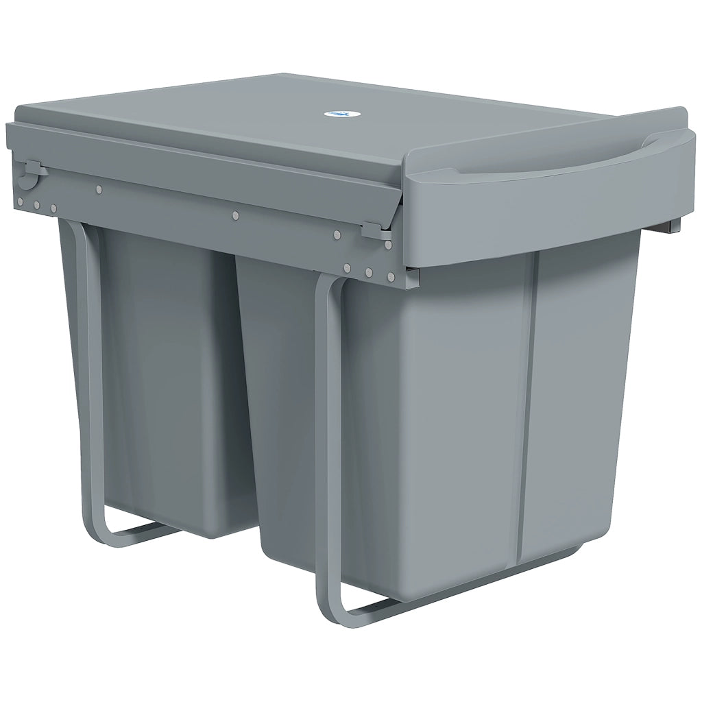 Pattumiera Estraibile Sottolavello per Differenziata con 2 Secchi da 20L. 52x33.5x41 cm. Grigio