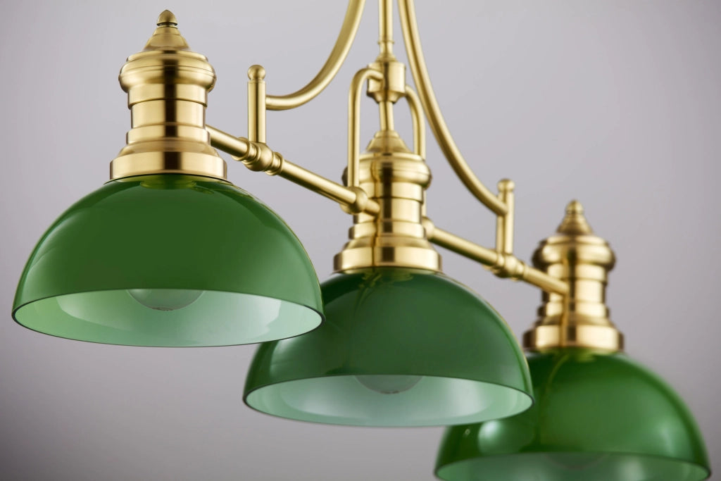 Lampada a sospensione industriale ottone verde 3xE27 Jupiter
