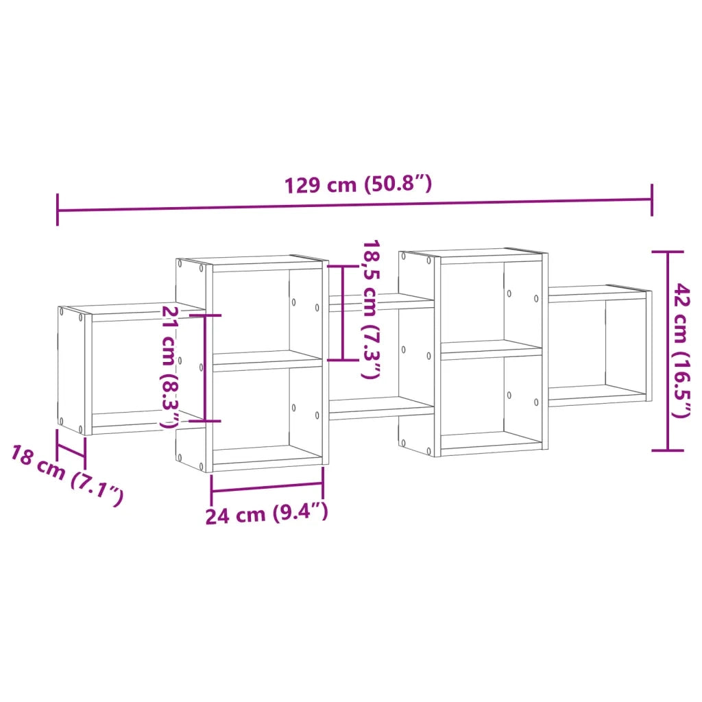 Mensola a Muro | Mensola a parete Rovere Fumo 129x18x42 cm in Truciolato