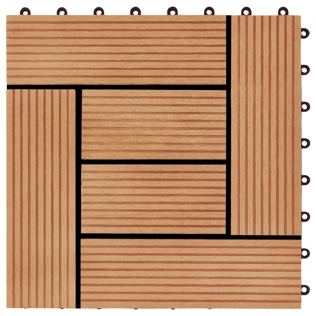 Piastrella per Decking 11 pcs Teak riciclato 30 x 30 cm WPC 42046672