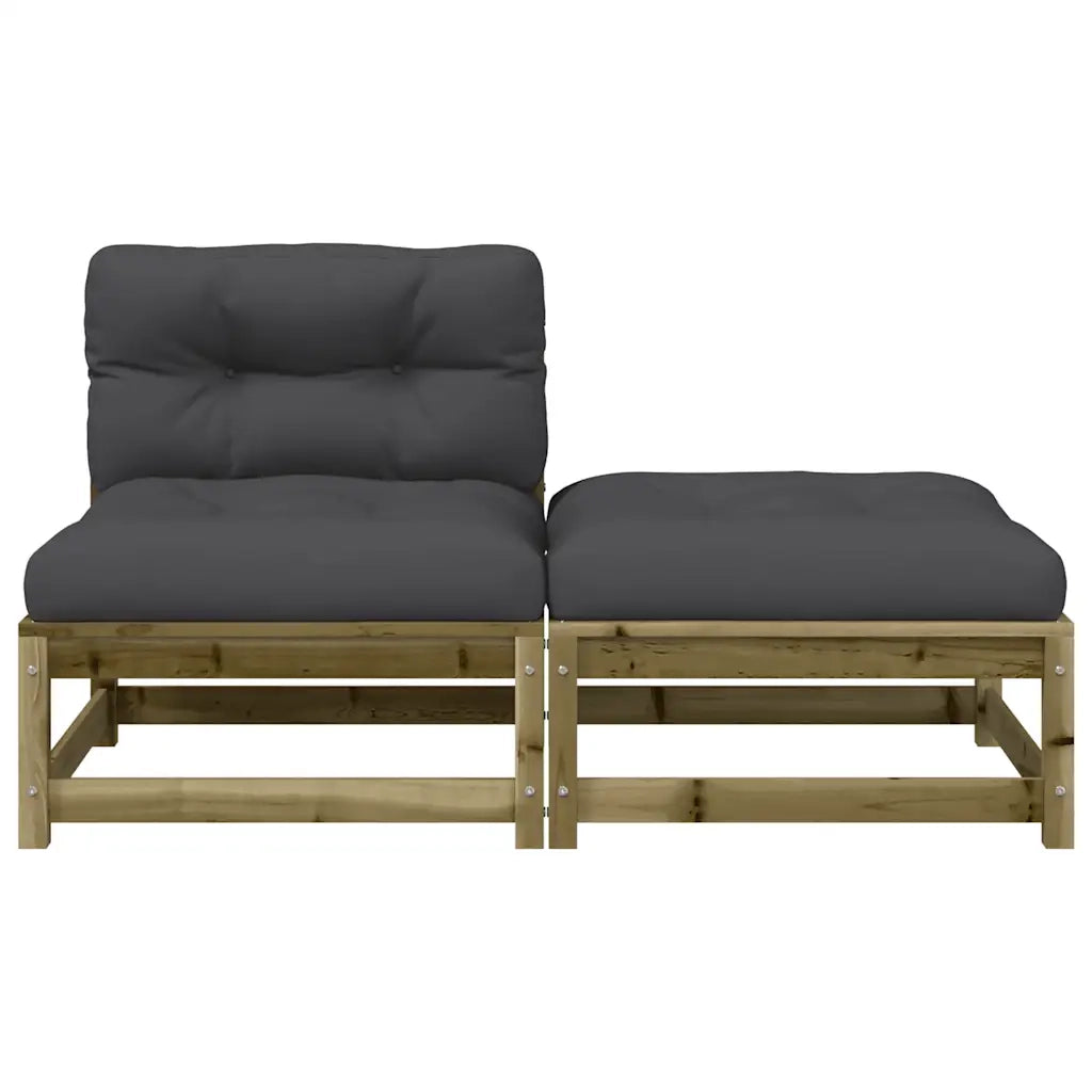 Divano da Giardino Senza Braccioli con Cuscini e Poggiapiedi-Sofa da Giardino-Divano da esterno 488751