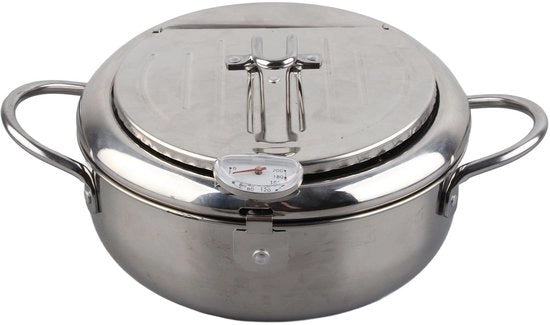 Pentola da cucina 20 cm - Acciaio inossidabile - Pentola per tempura - Induzione/Forno a gas - Termoregolazione controllata - Utilizzo domestico - Frittiera