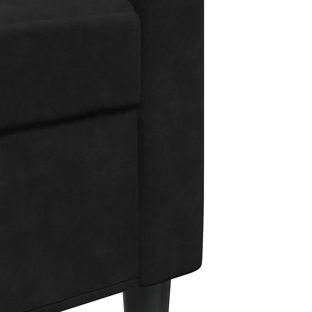 Set di Divani 3 pz con Cuscini e Rinforzi Nero in Velluto 3278506