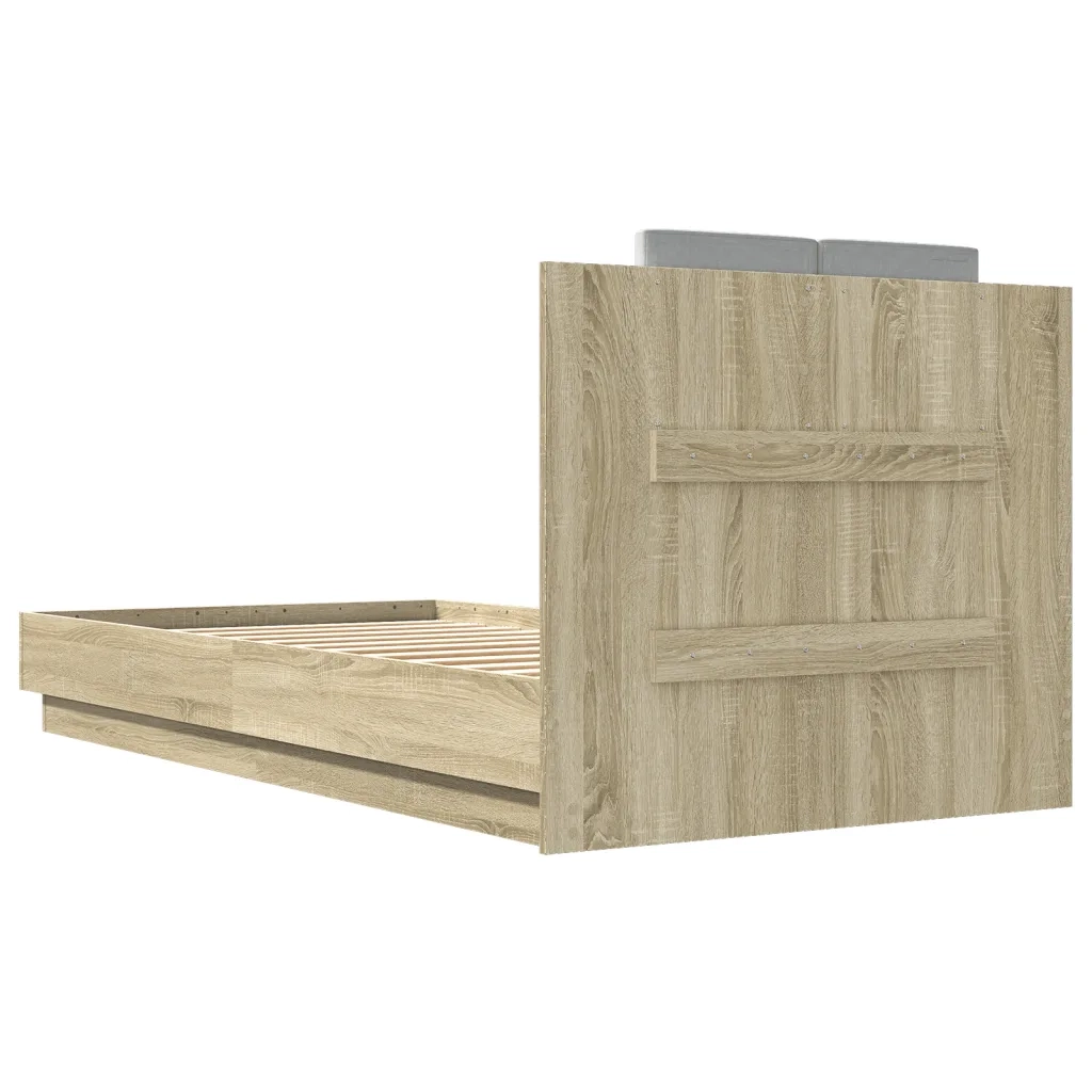 Giroletto con Testiera-Struttura Letto con testiera Rovere Sonoma 90x190cm Legno Multistrato