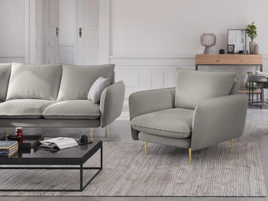 Cosmopolitan Design - Poltrona "Vienna" in tessuto strutturato grigio chiaro 